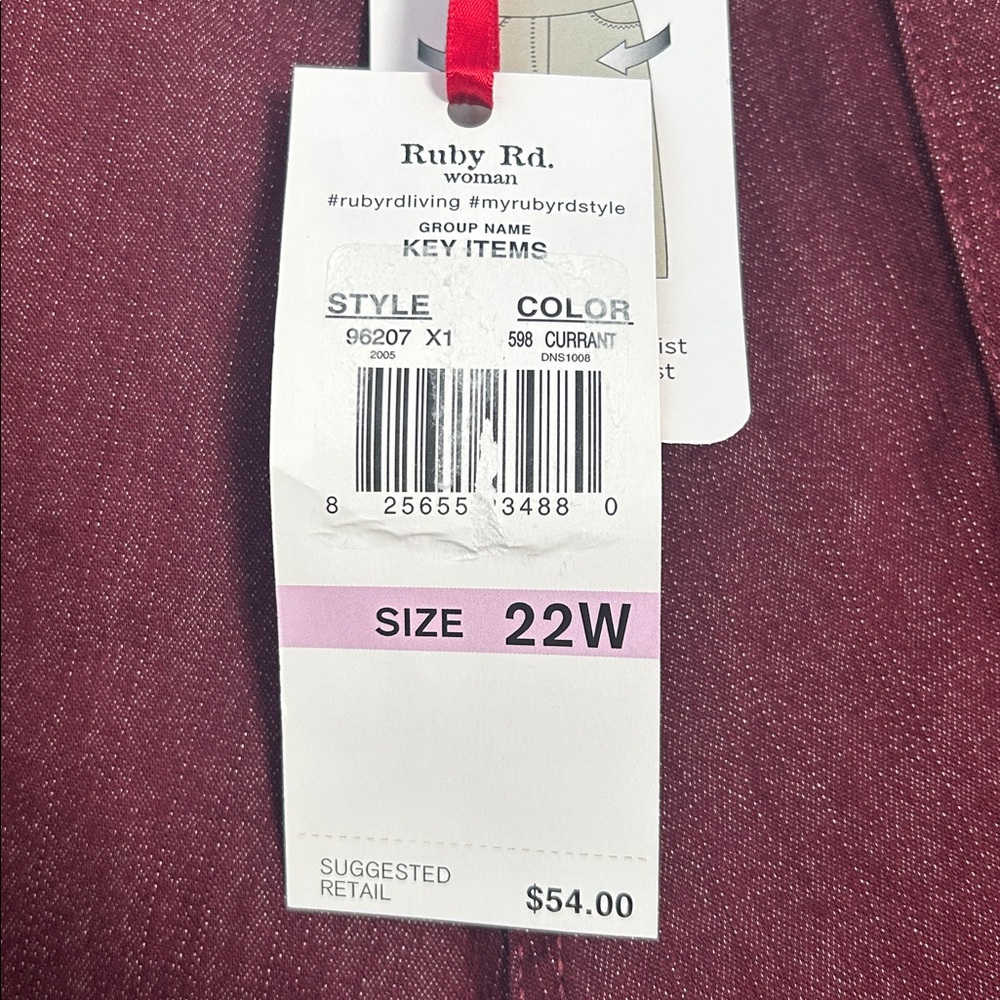 NWT Ruby Rd. Currant pull on pants size 22W - Picture 3 of 4